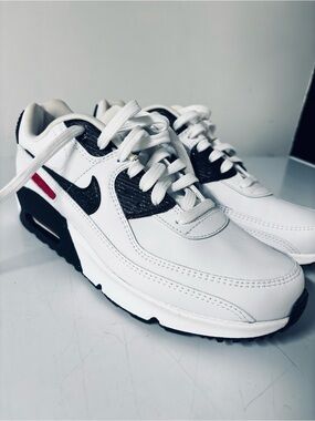 Nike White Black Sneakers with Red Accent